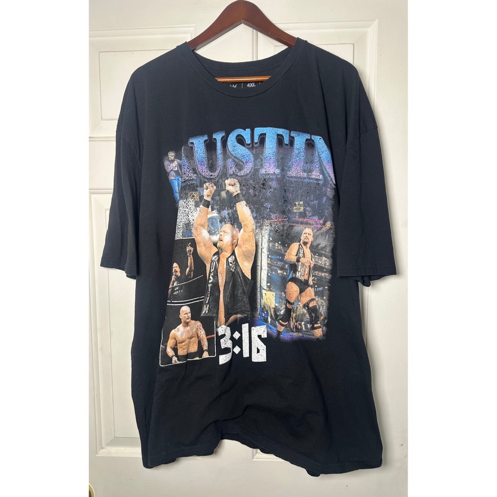 WWE Stone Cold Steve Austin‎ 316 Graphic T Shirt Mens 4XL Black Wrestling Tee